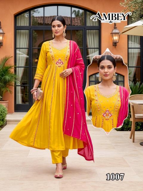 Desi kudi ambey 3pcs kurti exporter wholesaler